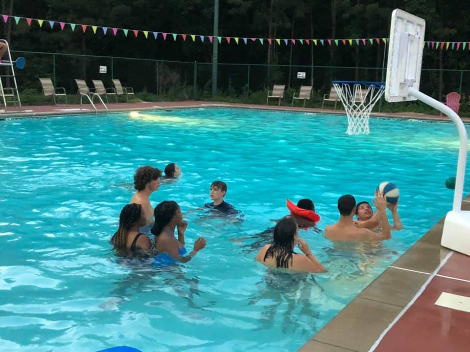In ground pool measures 5 feet deep in the center. Life jackets are available for age 4 and up. Bring life jacket or floaties for 3 and under. Note: beach towers are not provided.